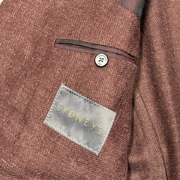 Samuelsohn Wool Linen Silk Blazer Unstructured Sport Coat Current Burgundy 46 R - Picture 9 of 11
